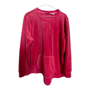 Isaac Mizrahi Pink Velour Sweatshirt with Pocket XL
